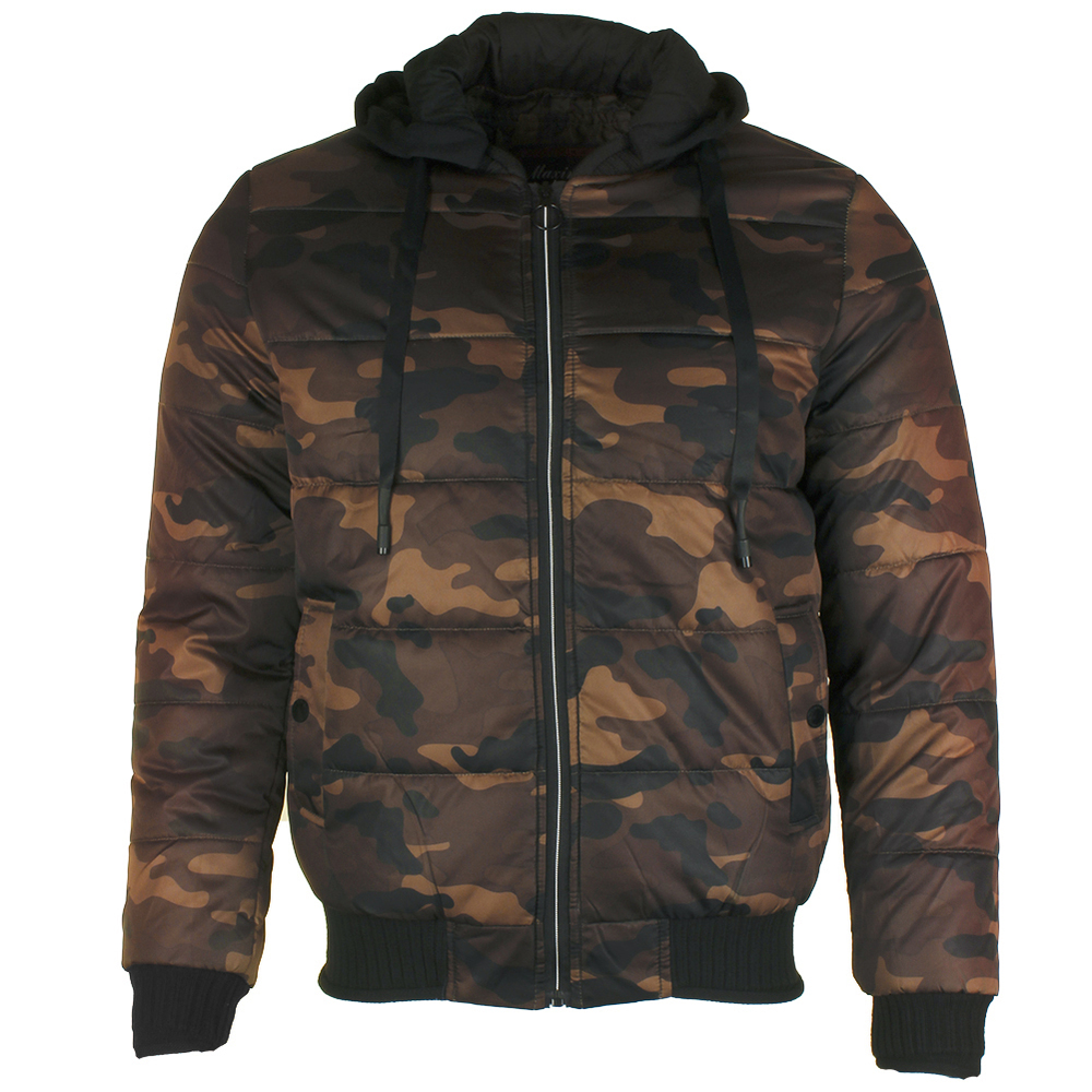 Maximos Men's Adam Zip Up Front Pocket Hooded Camouflage Jacket Orange Camouflag